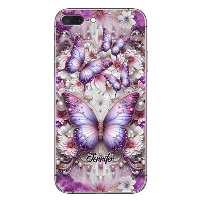 Flowers Butterflies - Personalized Butterfly Phone Case