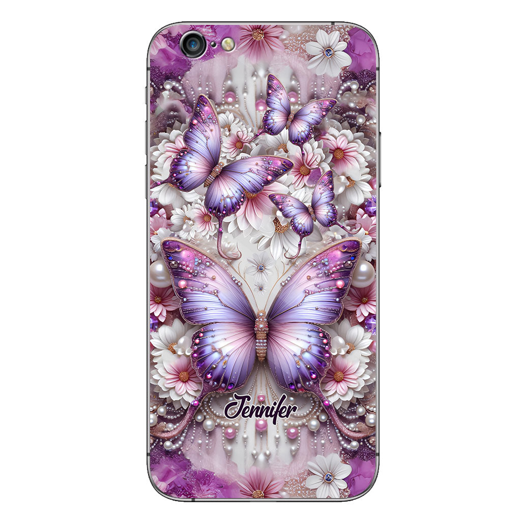 Flowers Butterflies - Personalized Butterfly Phone Case