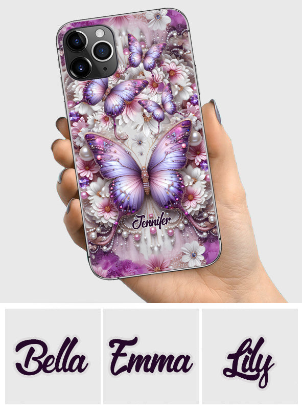 Flowers Butterflies - Personalized Butterfly Phone Case