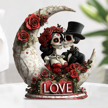 Skull Of Love - Personalized Couple Custom Shaped Acrylic Plaque