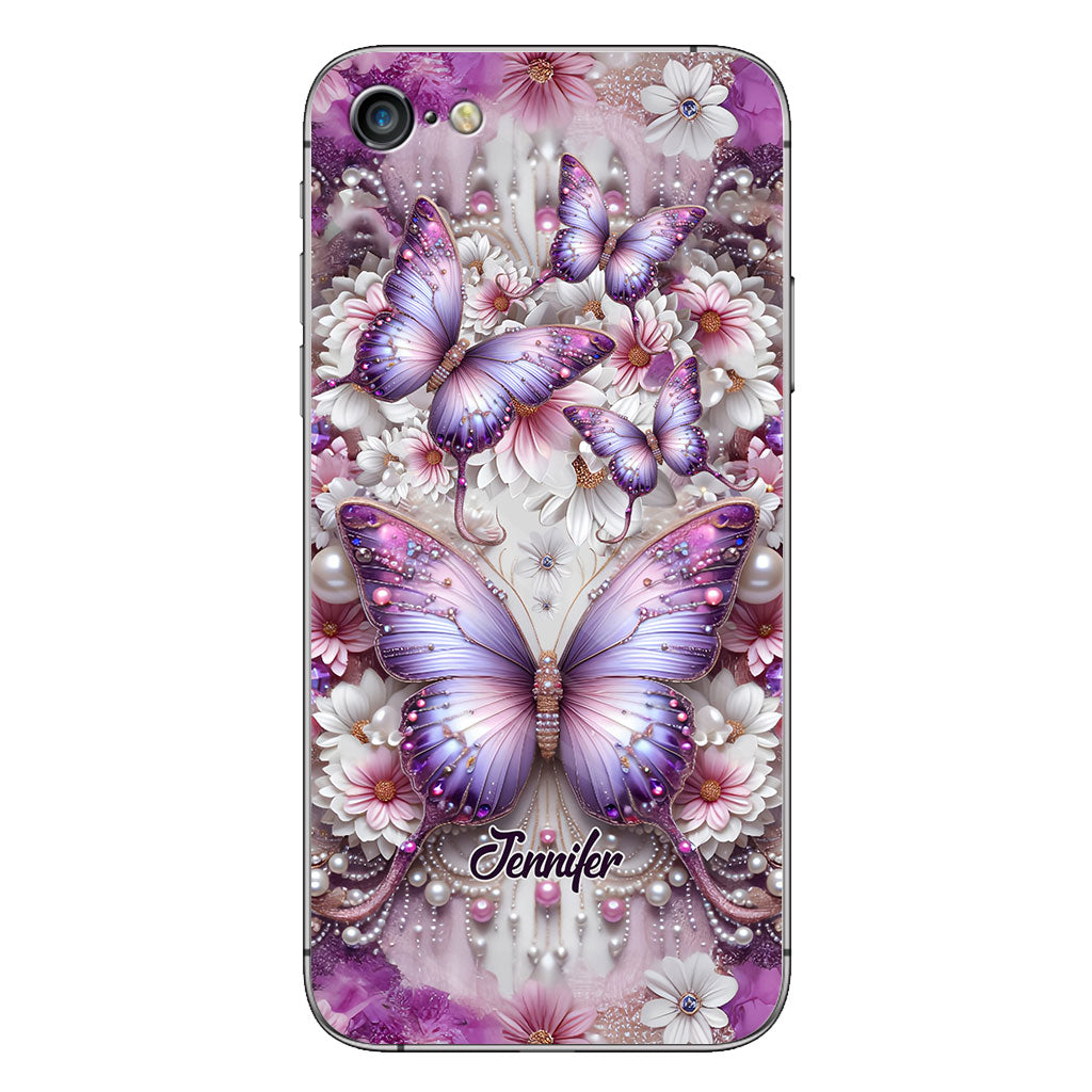 Flowers Butterflies - Personalized Butterfly Phone Case