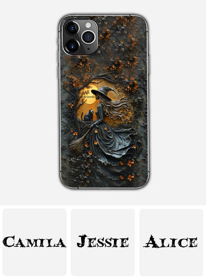 Beautiful Witch &  Black Cat - Personalized Witch Phone Case