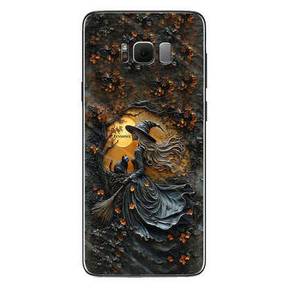 Beautiful Witch &  Black Cat - Personalized Witch Phone Case