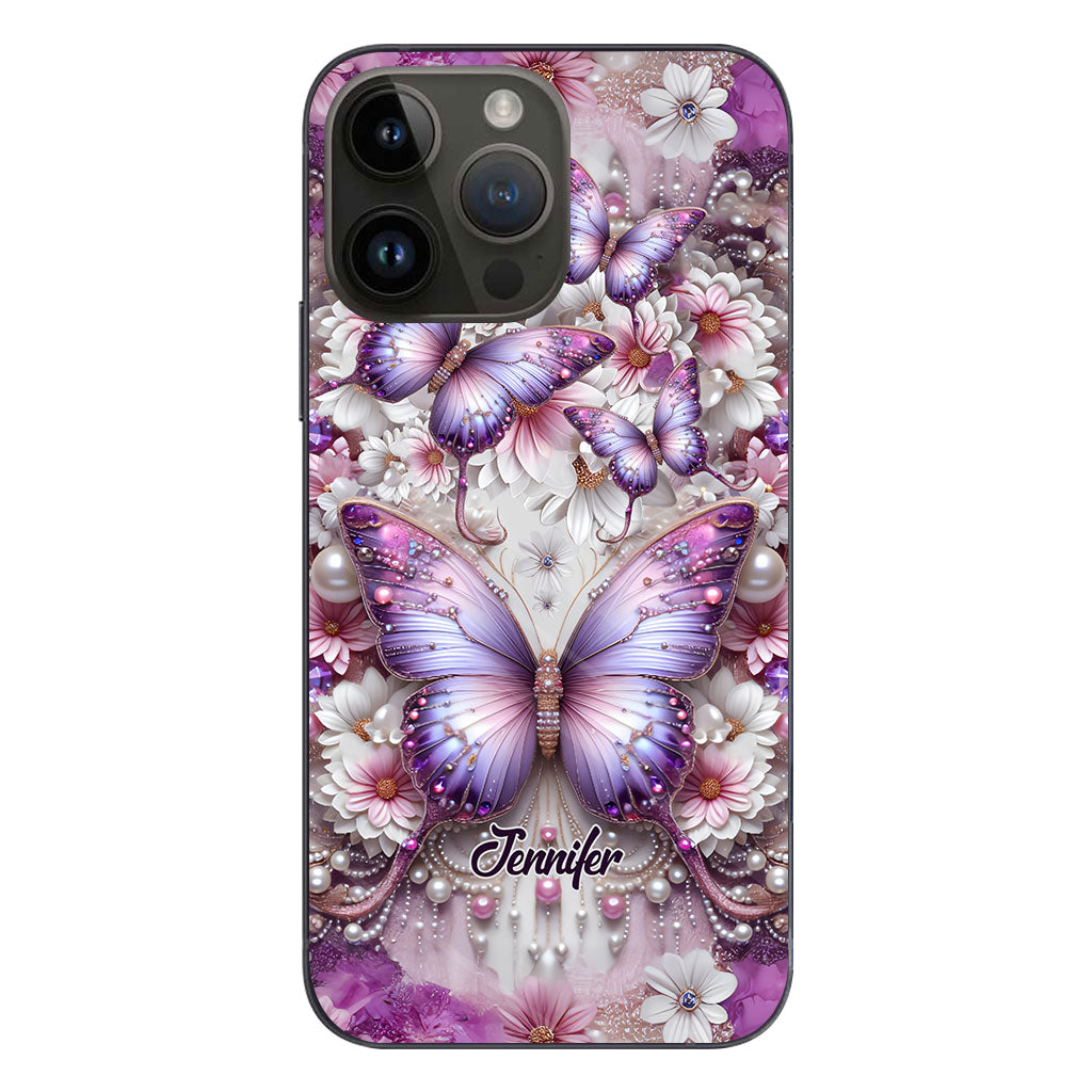 Flowers Butterflies - Personalized Butterfly Phone Case