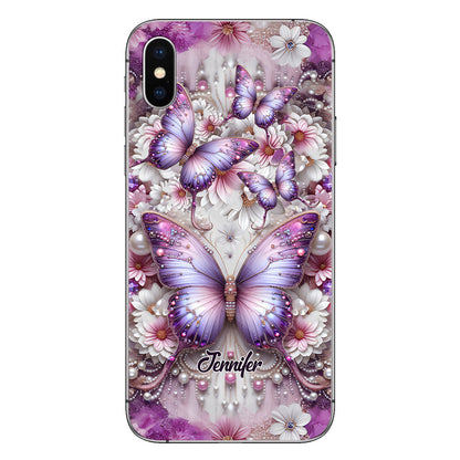 Flowers Butterflies - Personalized Butterfly Phone Case