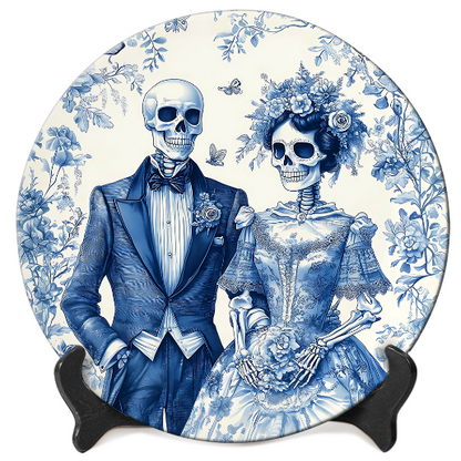 Couple Skull - Personalized Couple Ceramic Plate