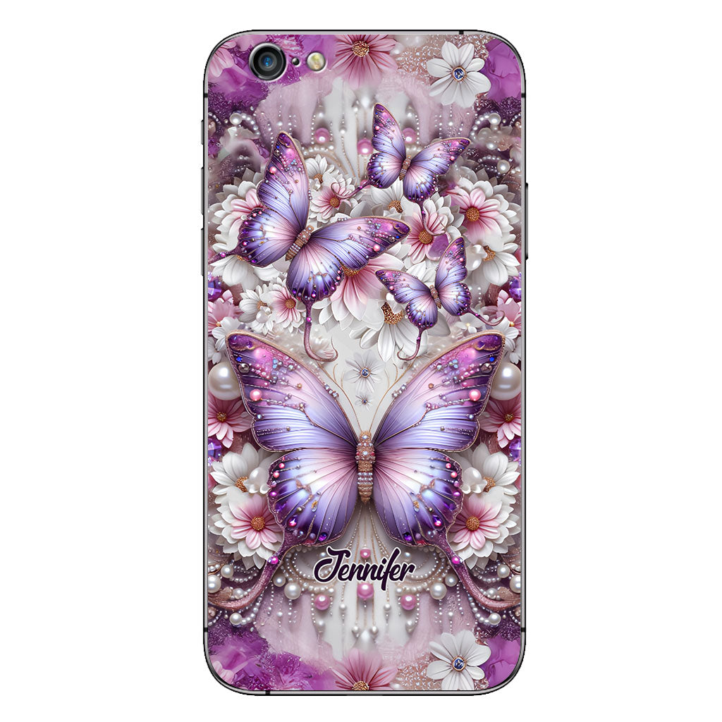 Flowers Butterflies - Personalized Butterfly Phone Case