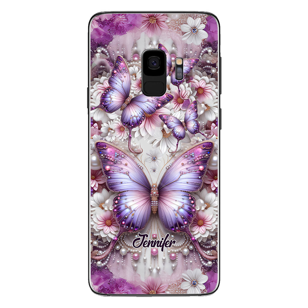 Flowers Butterflies - Personalized Butterfly Phone Case