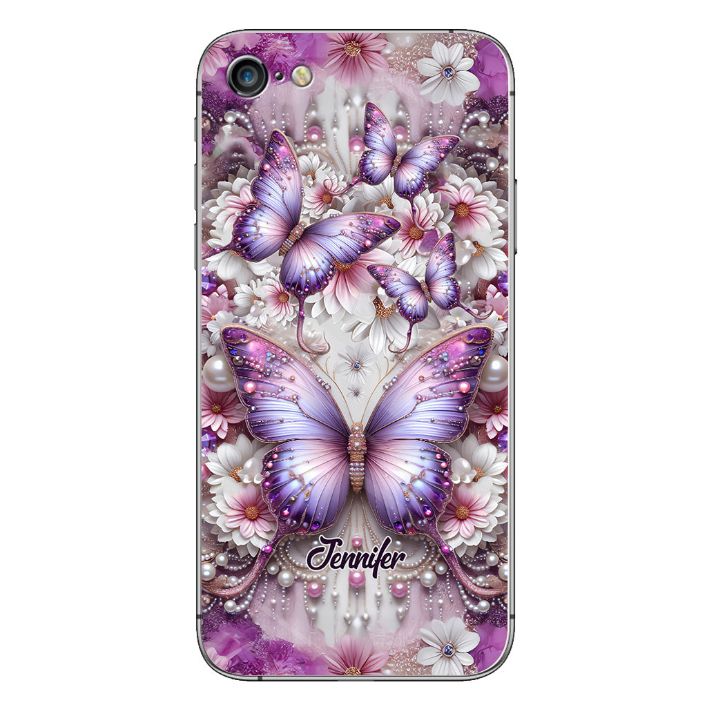 Flowers Butterflies - Personalized Butterfly Phone Case