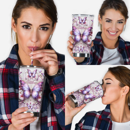 Floral Butterflies - Personalized Butterfly Tumbler