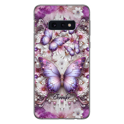 Flowers Butterflies - Personalized Butterfly Phone Case