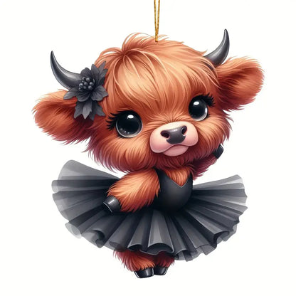 Cute Baby Highland Cow Acrylic Ornament - Gift For Cow Lover's