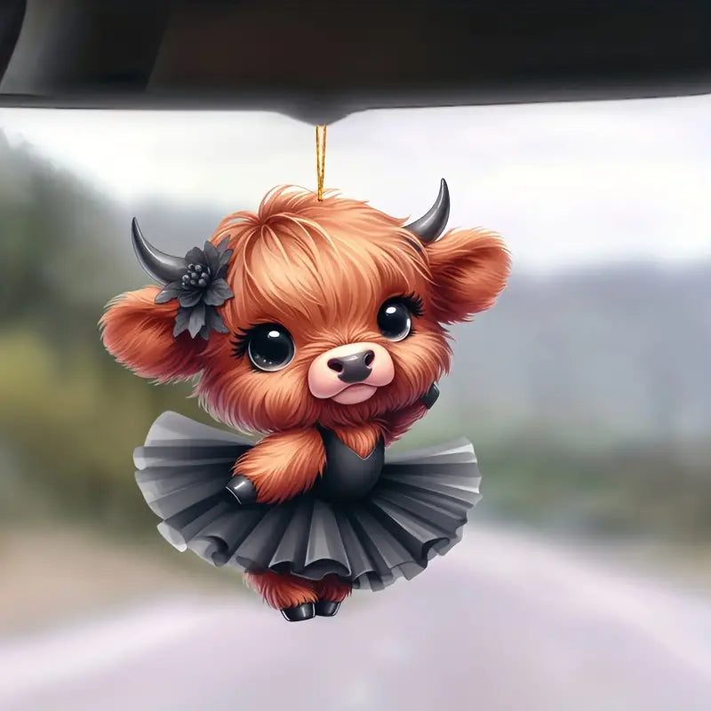 Cute Baby Highland Cow Acrylic Ornament - Gift For Cow Lover's