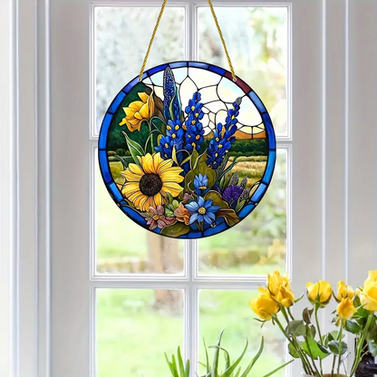 Vibrant Blue Acrylic Sunflower Colorful Acrylic Window Hanging, Flower Home Decor, Flower Kitchen Decor, Flower Lover Gift, Hippie Lover’s