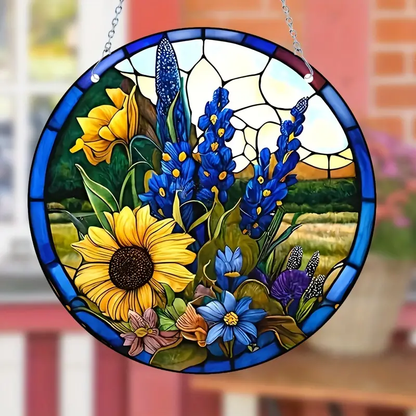 Vibrant Blue Acrylic Sunflower Colorful Acrylic Window Hanging, Flower Home Decor, Flower Kitchen Decor, Flower Lover Gift, Hippie Lover’s