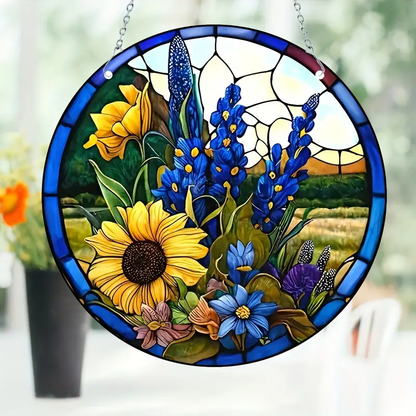 Vibrant Blue Acrylic Sunflower Colorful Acrylic Window Hanging, Flower Home Decor, Flower Kitchen Decor, Flower Lover Gift, Hippie Lover’s