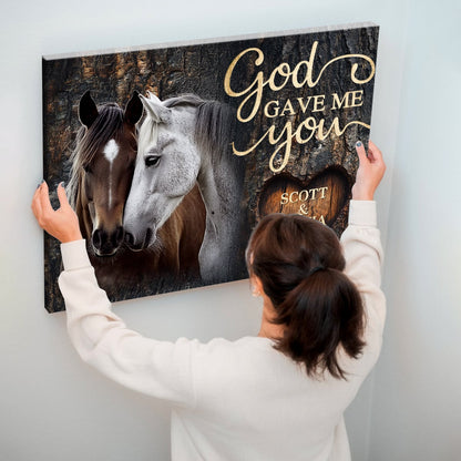 Rustic Couples Horse God Gave Me You Personalized Canvas