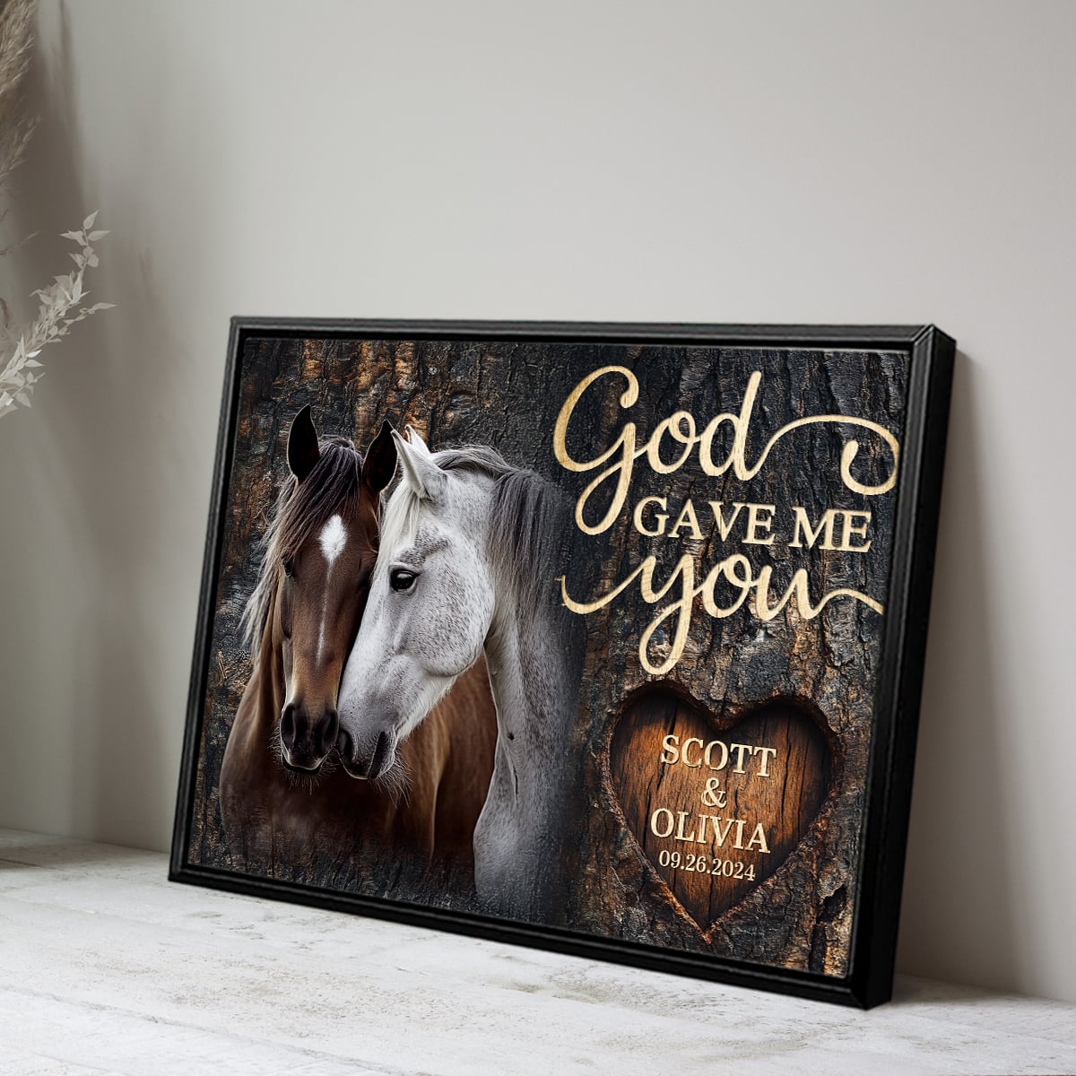 Rustic Couples Horse God Gave Me You Personalized Canvas