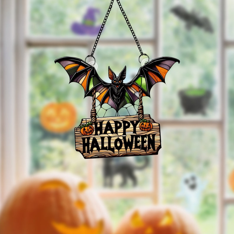 Gothic Bat Acrylic Window hanging, Gothic Darkness Bat Window Decor, Spooky Vibes Gift, Gothic Dark Sign, Haunted Halloween Decor, Halloween