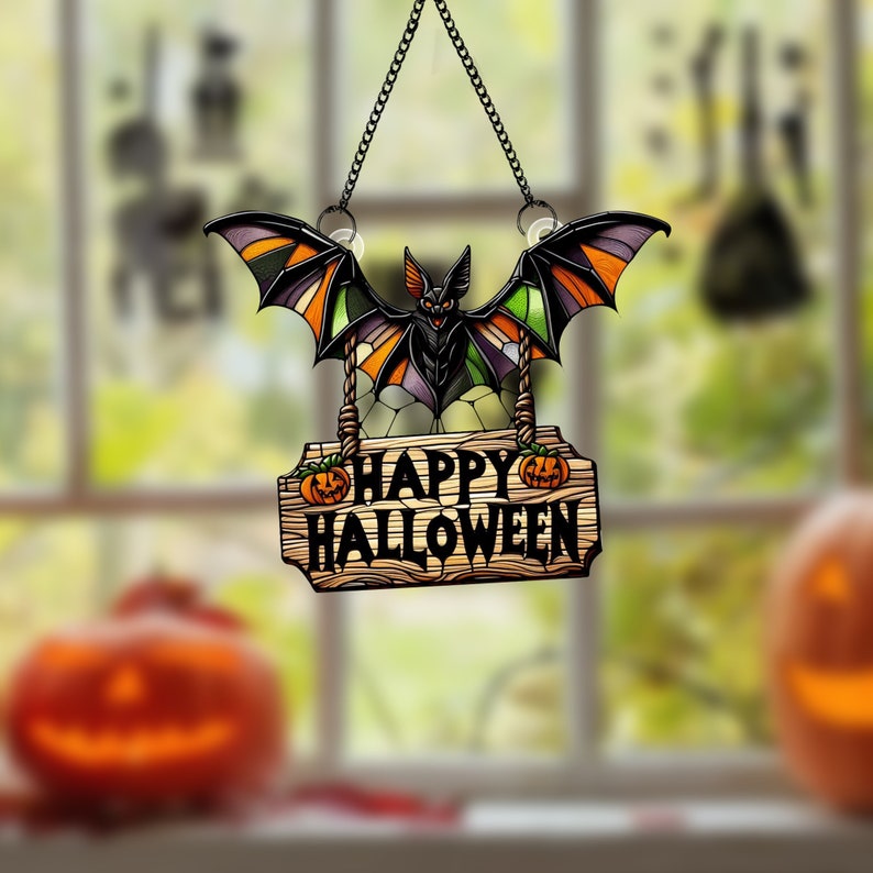 Gothic Bat Acrylic Window hanging, Gothic Darkness Bat Window Decor, Spooky Vibes Gift, Gothic Dark Sign, Haunted Halloween Decor, Halloween