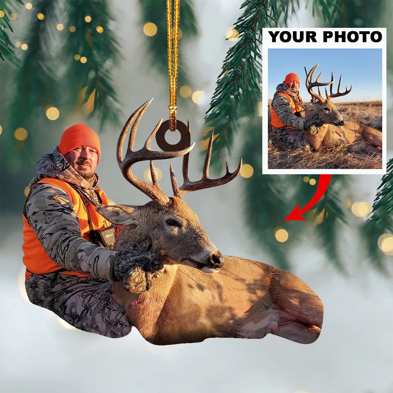 Hunting Custom ANY Photo Christmas Acrylic Ornament Gift