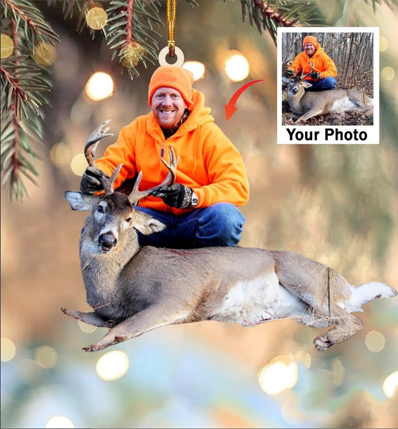 Hunting Custom ANY Photo Christmas Acrylic Ornament Gift