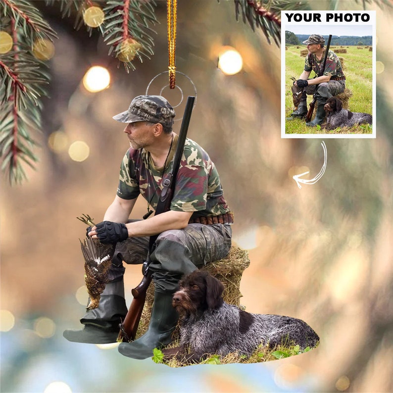 Hunting Custom ANY Photo Christmas Acrylic Ornament Gift