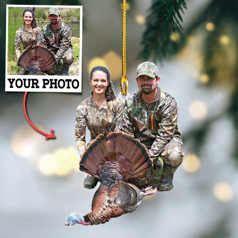 Hunting Custom ANY Photo Christmas Acrylic Ornament Family Gift