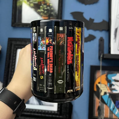 Freddy Krueger VHS Tape Halloween Movies Nostalgic Black Mug