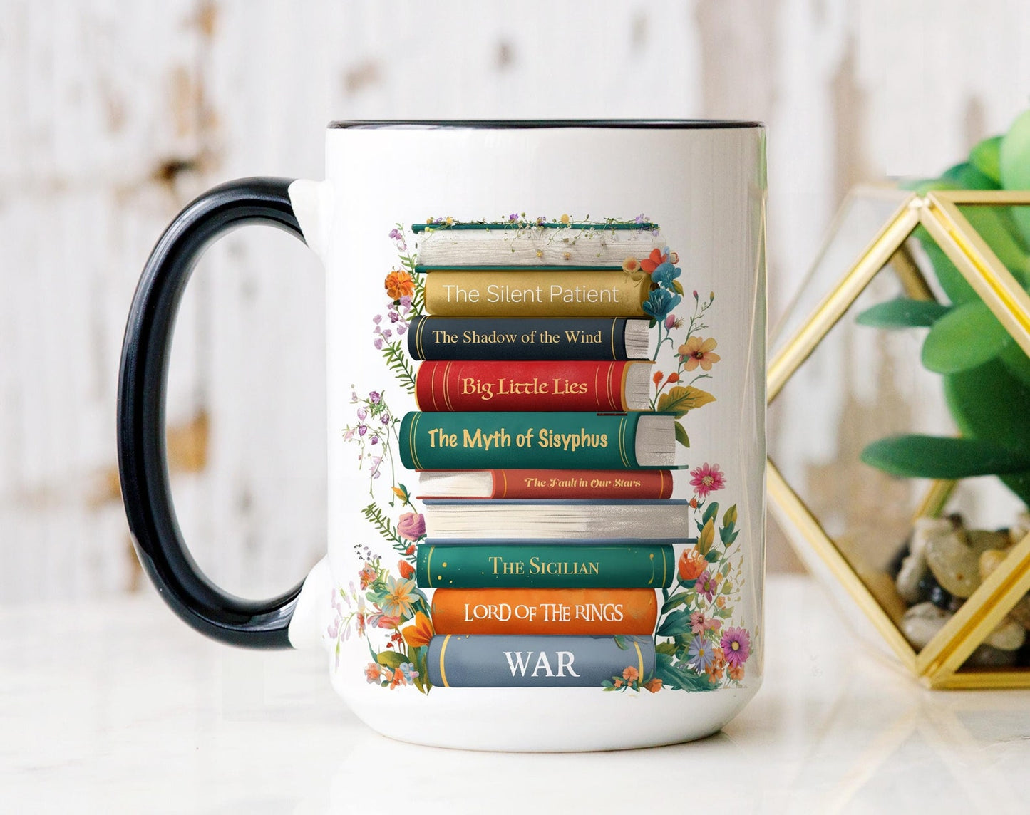 Book Mug, Gift for Bookworm Readers, Favorite Bookshelf Mu