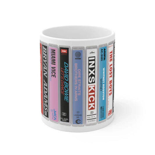 Queen 70s 80s Music Cassette Collection White Mug