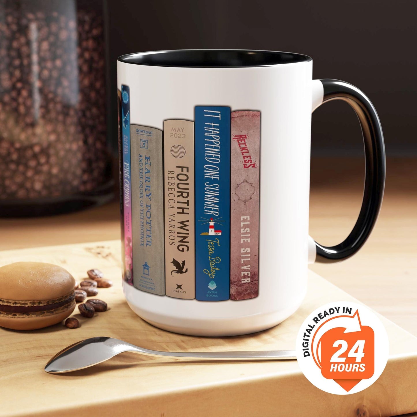 Book Stack Tall Coffee Mug - Favorite Books Reader Gift