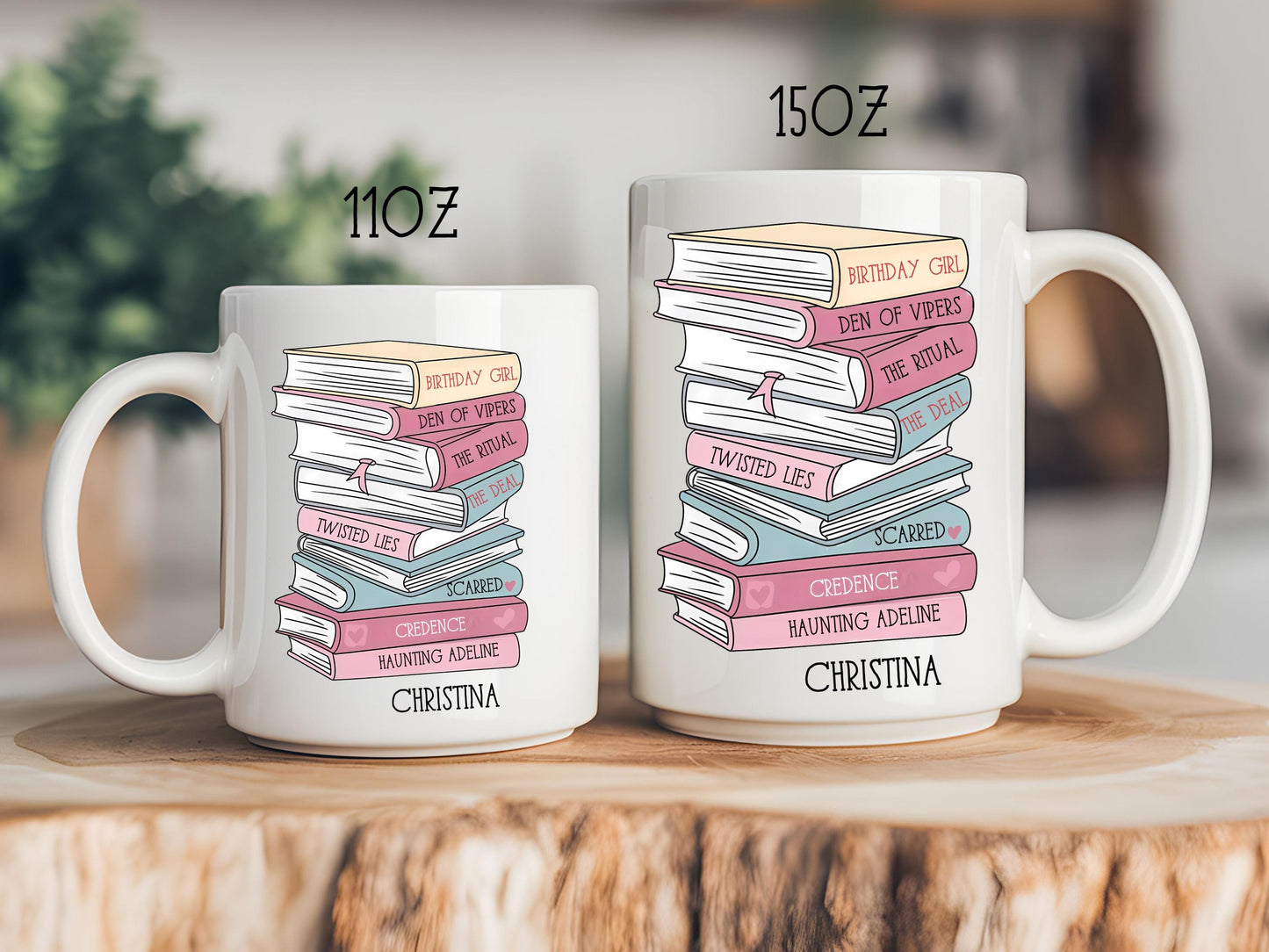 Bookshelf Mug - Favorite Books with Titles Gift for Readers