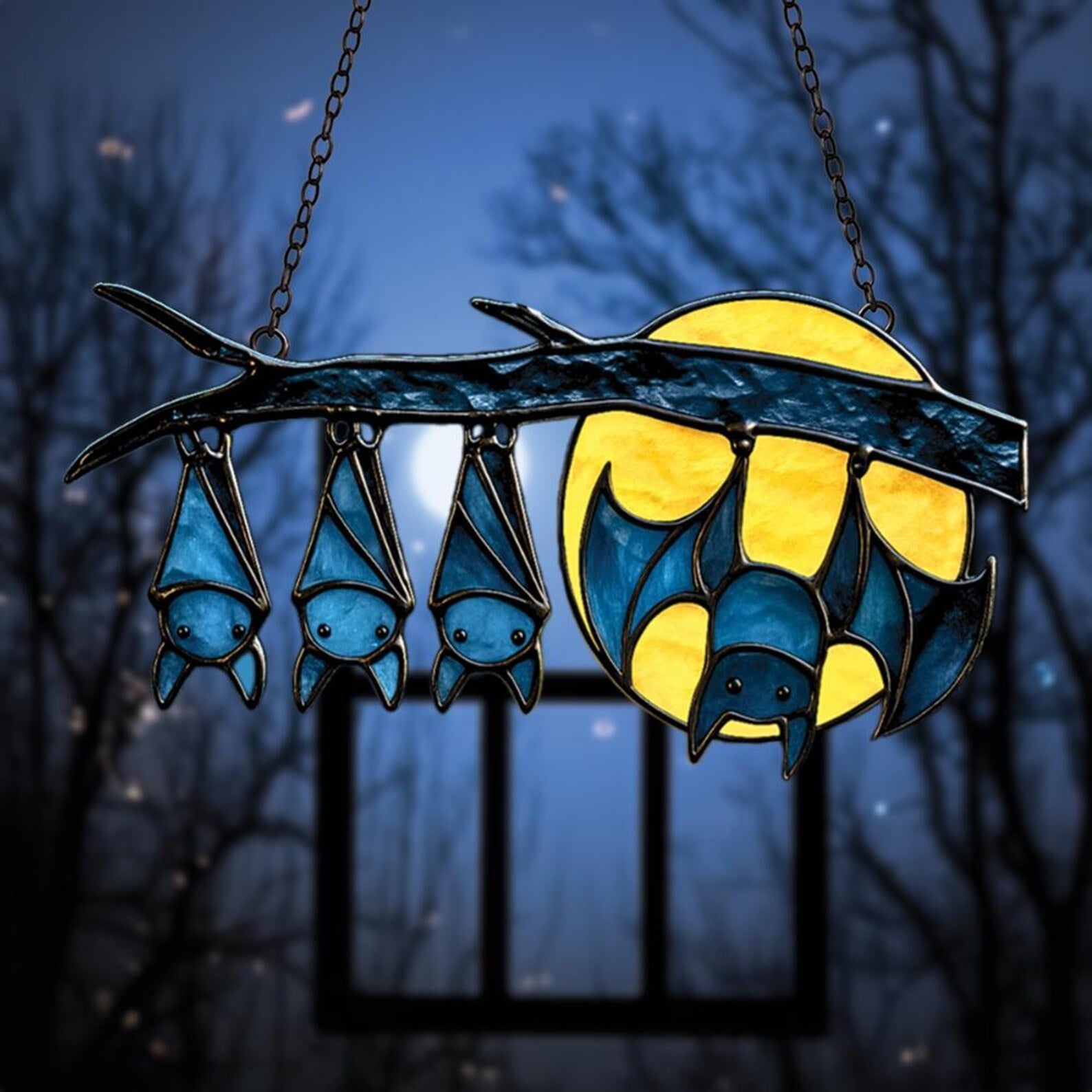 Moonlight Window Bat Cute Moonlit Bat Acrylic Window Suncatcher – Soul Flower