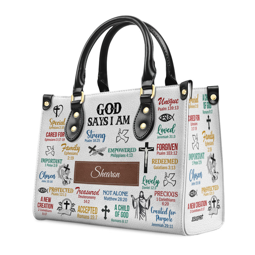 What God Says About You Personalized Leather Handbag