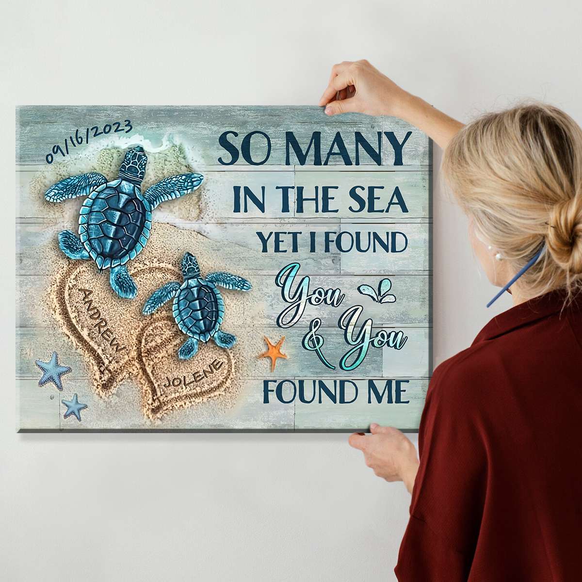 Beach and Turtles Lovely Gifts for Couples Unique Custom Canvas