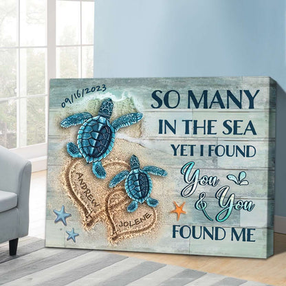 Beach and Turtles Lovely Gifts for Couples Unique Custom Canvas