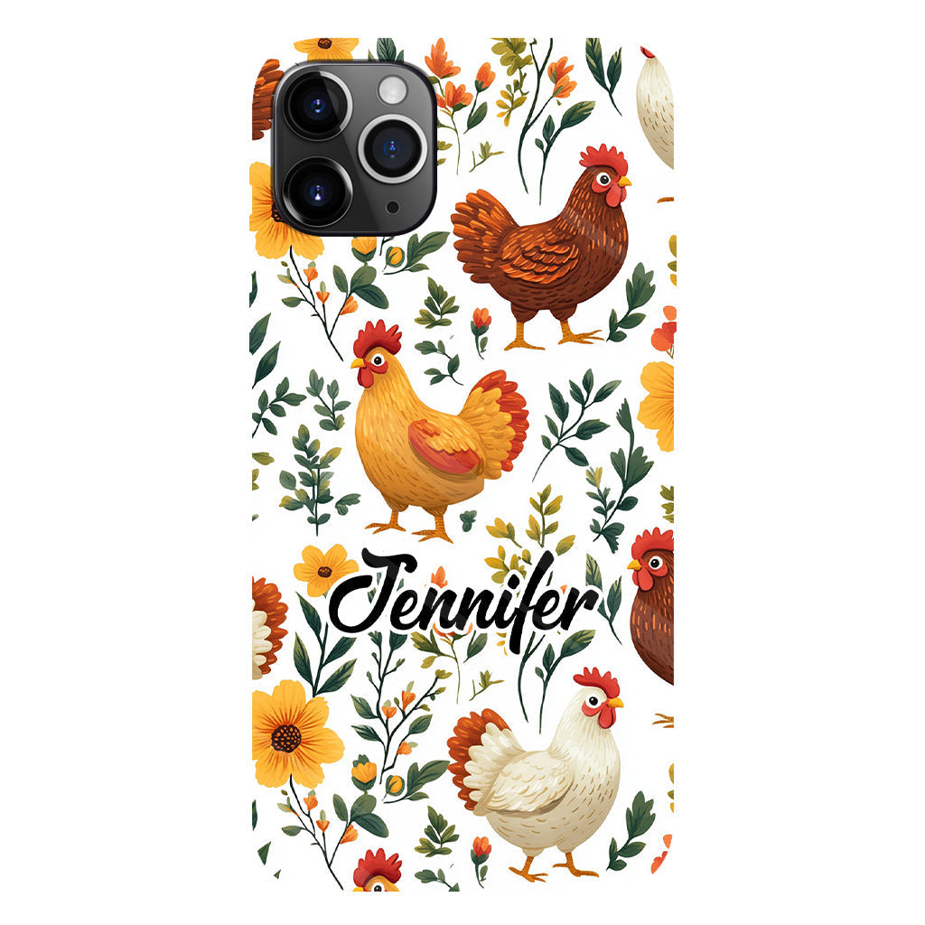 Cute Flowers Chickens - Personalized Chicken Full Print Phone Case