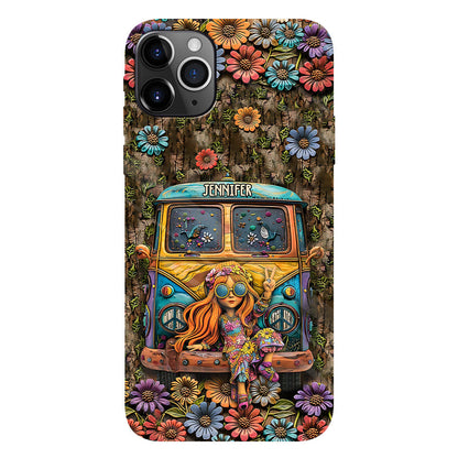 Hippie Bus And Girl - Personalized Hippie Full Print Phone Case