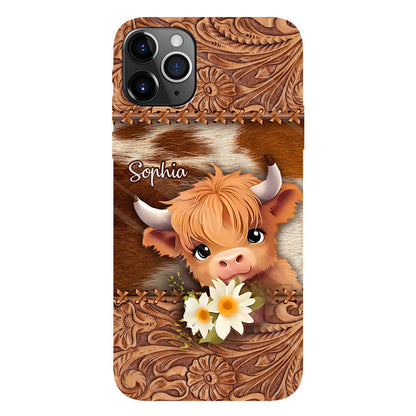 Cute Baby Highland Cow - Personalized Full Print Phone Case