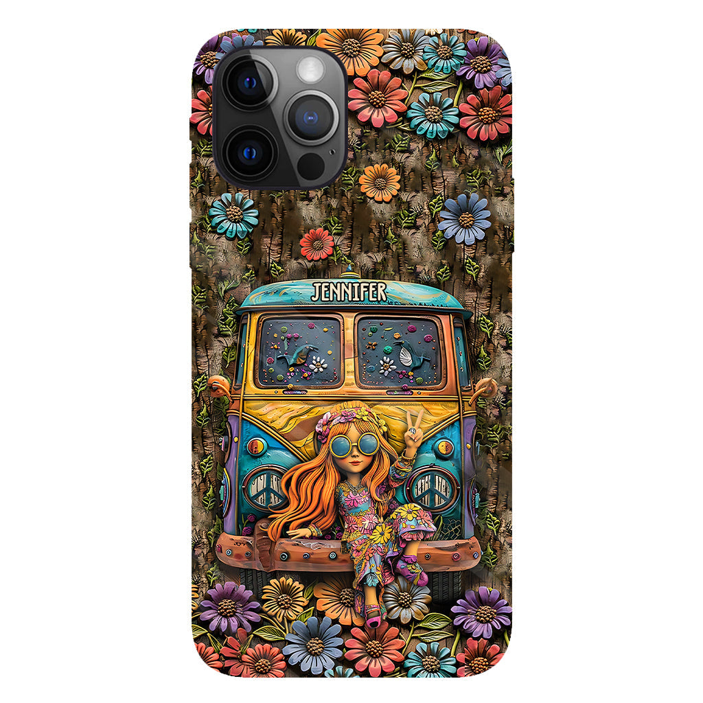 Hippie Bus And Girl - Personalized Hippie Full Print Phone Case