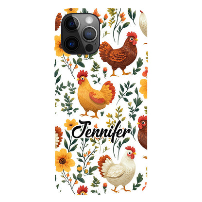 Cute Flowers Chickens - Personalized Chicken Full Print Phone Case