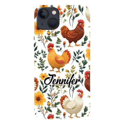 Cute Flowers Chickens - Personalized Chicken Full Print Phone Case