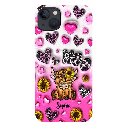 Cute Sunflower Highland Cow - Personalized Cow Full Print Phone Case