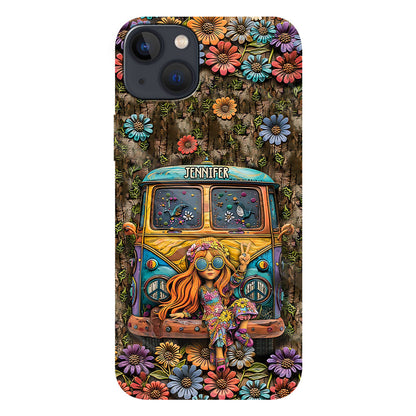 Hippie Bus And Girl - Personalized Hippie Full Print Phone Case