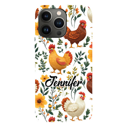 Cute Flowers Chickens - Personalized Chicken Full Print Phone Case