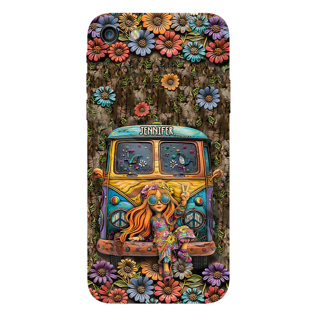 Hippie Bus And Girl - Personalized Hippie Full Print Phone Case