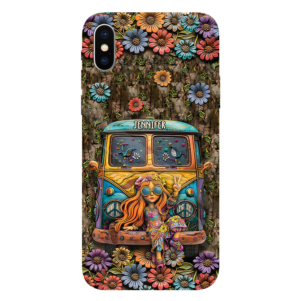 Hippie Bus And Girl - Personalized Hippie Full Print Phone Case