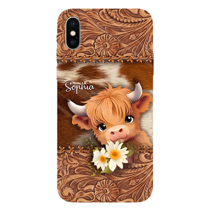 Cute Baby Highland Cow - Personalized Full Print Phone Case