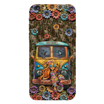 Hippie Bus And Girl - Personalized Hippie Full Print Phone Case